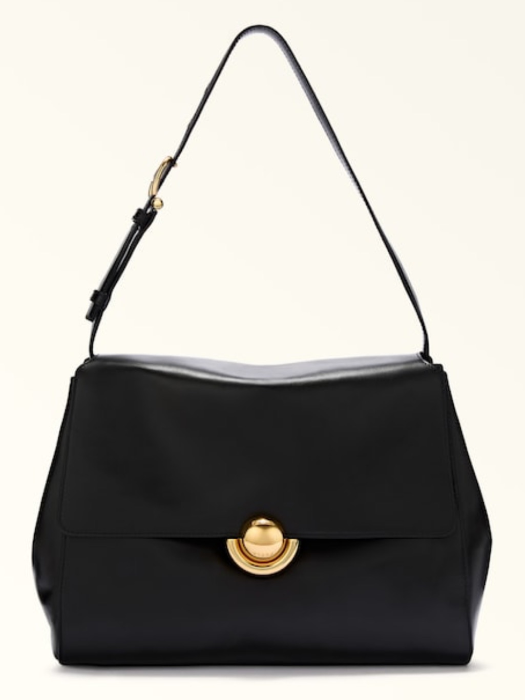 Furla Domus Nero Black Leather Flap Top Handle Shoulder Bag "S" Nwt